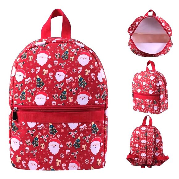 Santa Christmas Mini Backpack Holiday Tree Snowflakes Gifts Presents Candy NEW - Picture 6 of 6